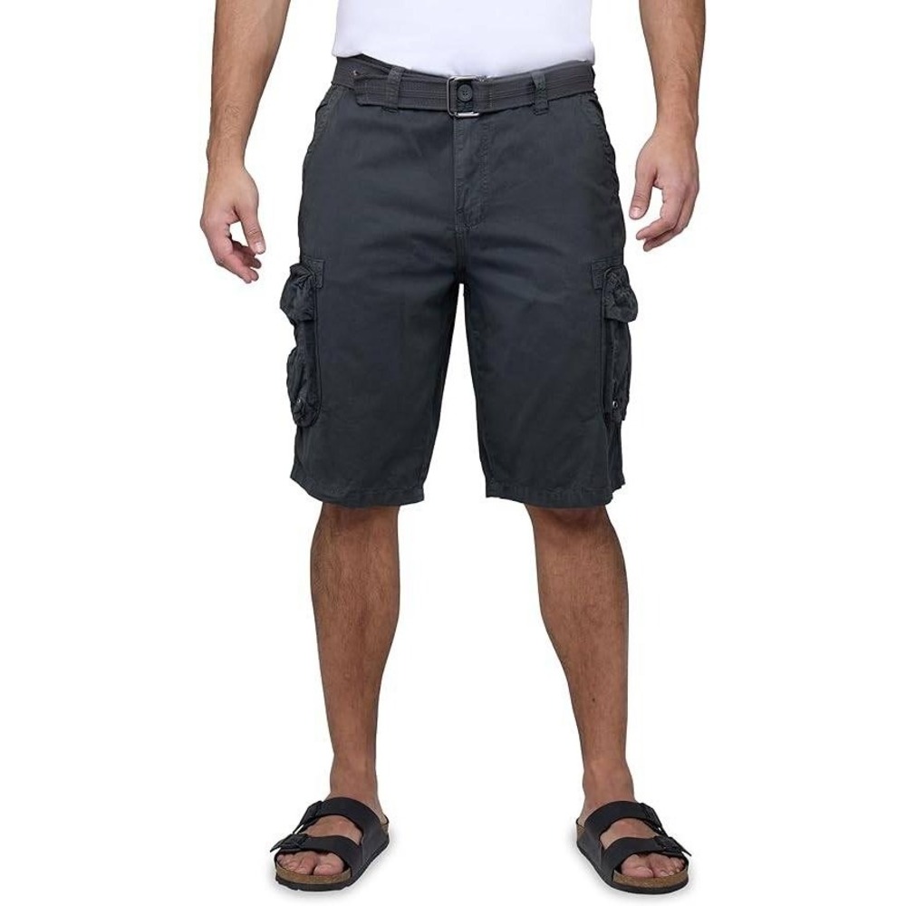 Raw X Mens Max Comfort Cargo Shorts Steel Charcoal‎ 38 with Belt RMS-17021 New